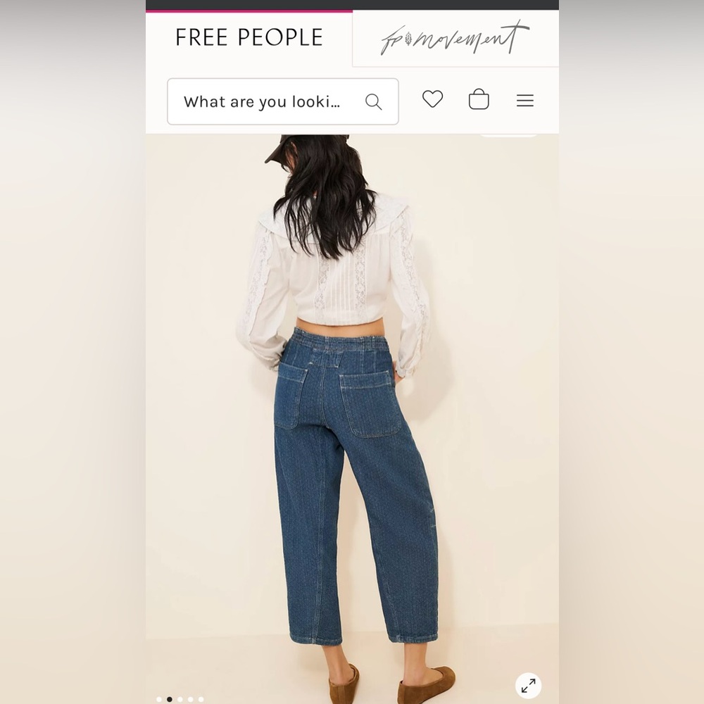 Free People midnight voyage sashiko Blue Wide-Leg harem Jeans - Picture 2 of 7